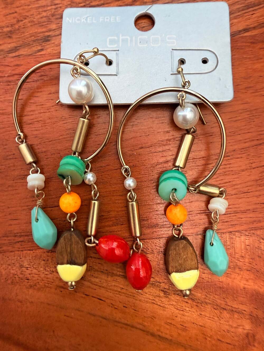 Chicos Multicolor Runway Hook Dangle Earrings Nickel Free